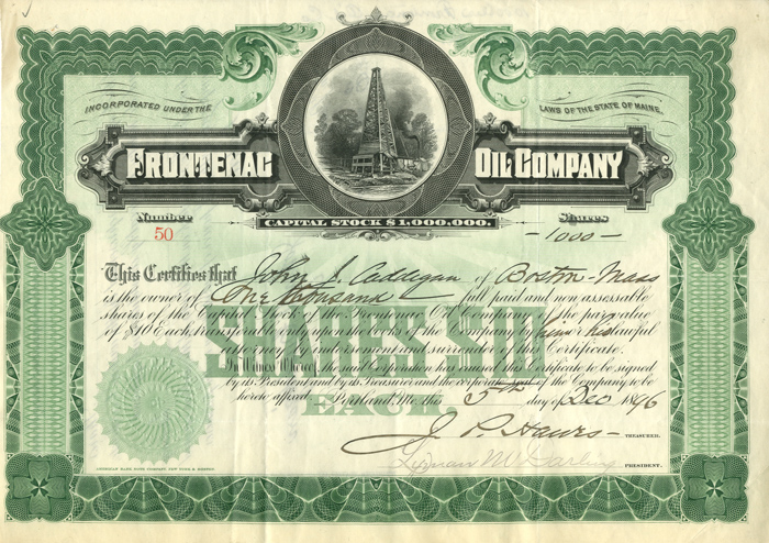 Frontenac Oil Co. - Stock Certificate